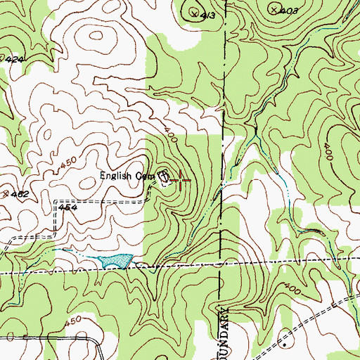 Topographic Map of English Cemetery, TX
