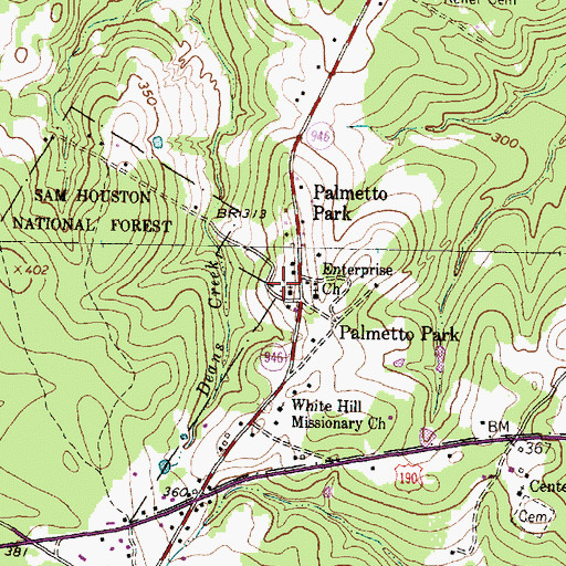 Topographic Map of Enterprise Church, TX