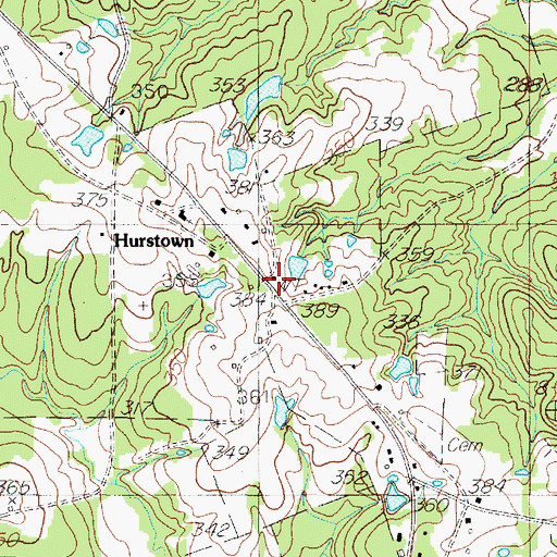 Topographic Map of Ephesus Church, TX