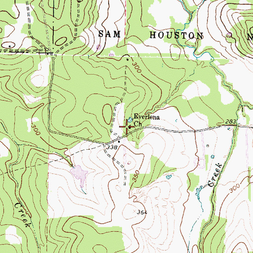 Topographic Map of Everlena Church, TX
