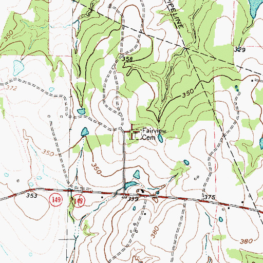 Topographic Map of Fairview Cemetery, TX