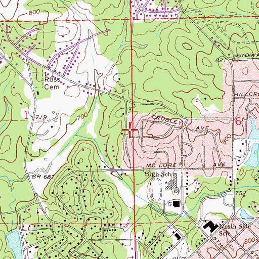 Topographic Map of Gwen Mill, AL