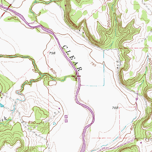Topographic Map of Fannin Creek, TX