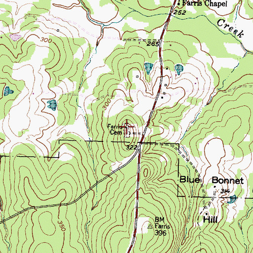 Topographic Map of Farris Cemetery, TX