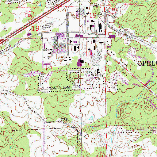 Topographic Map of Hallway, AL