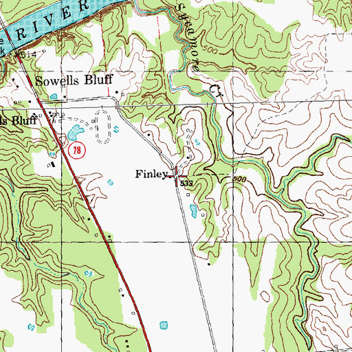 Topographic Map of Finley, TX