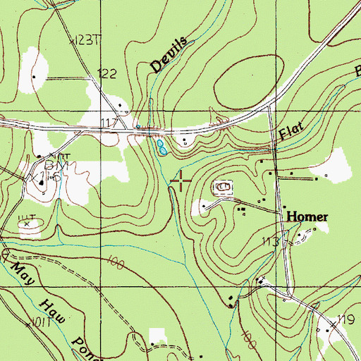 Topographic Map of Flat Branch, TX
