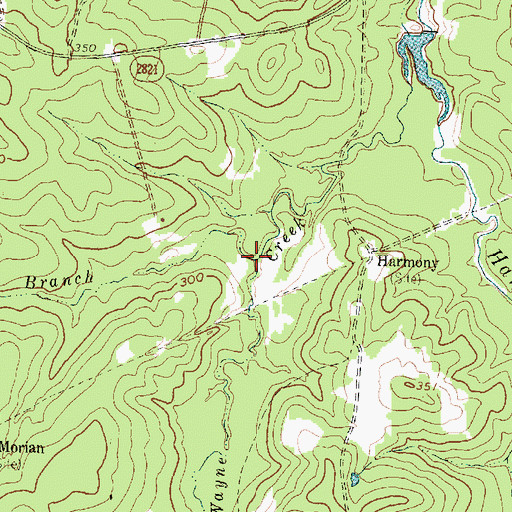Topographic Map of Ford Branch, TX