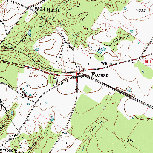 Topographic Map of Forest, TX