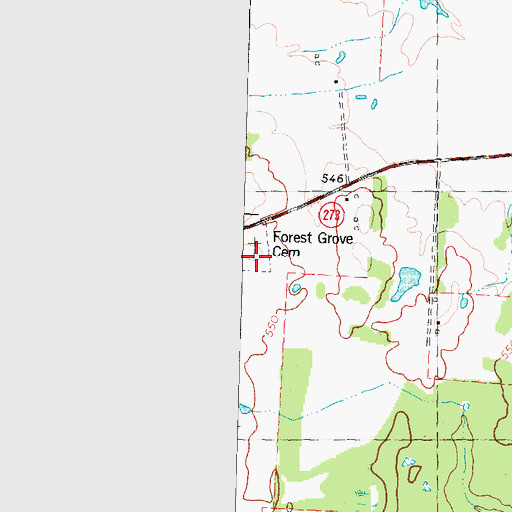 Topographic Map of Forest Grove Cemetery, TX