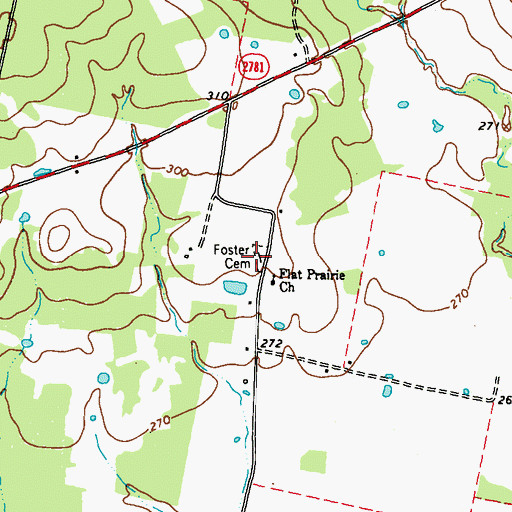 Topographic Map of Foster Cemetery, TX