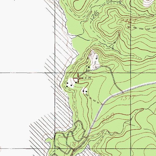 Topographic Map of Old Fox Cemetery, TX
