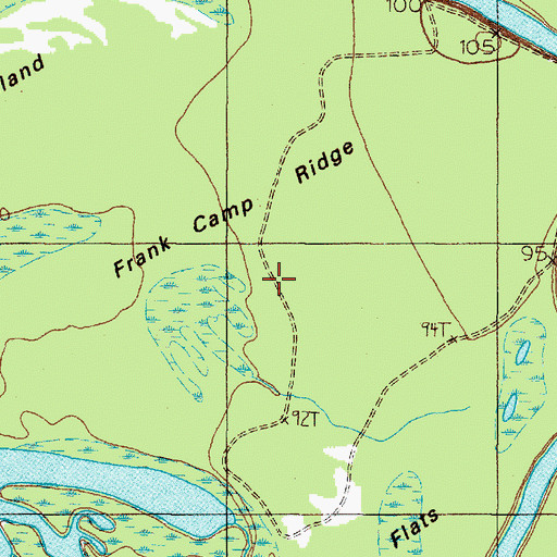 Topographic Map of Frank Camp Ridge, TX