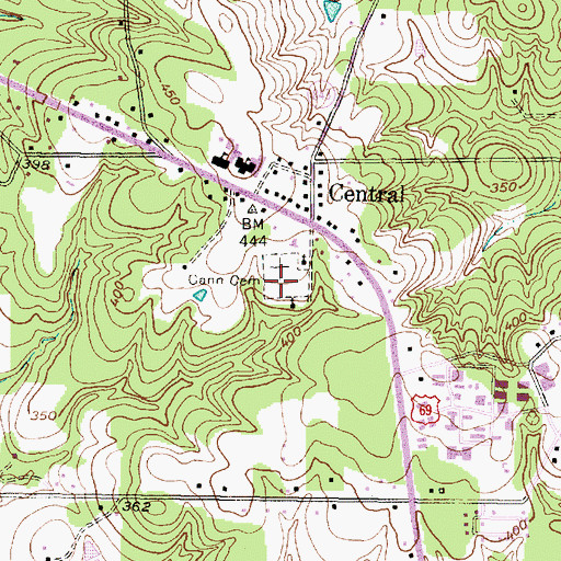 Topographic Map of Gann Cemetery, TX