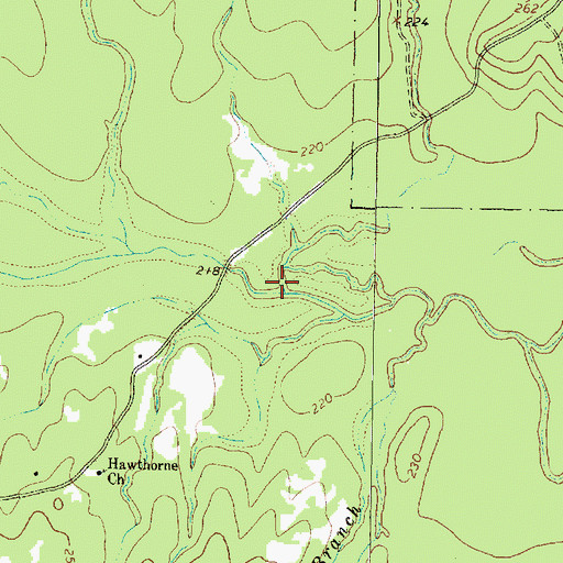 Topographic Map of Gates Branch, TX