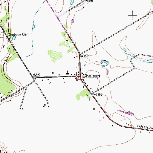 Topographic Map of Gholson, TX