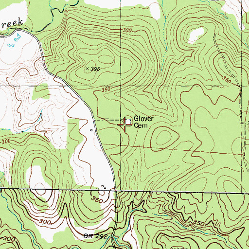 Topographic Map of Glover Cemetery, TX