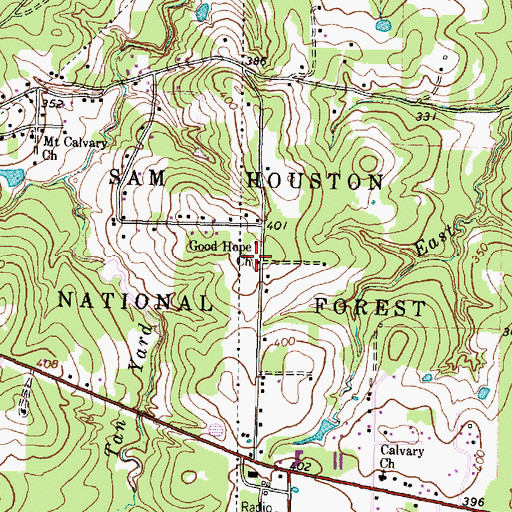 Topographic Map of Good Hope Church, TX