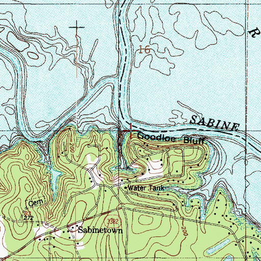 Topographic Map of Goodloe Bluff, TX