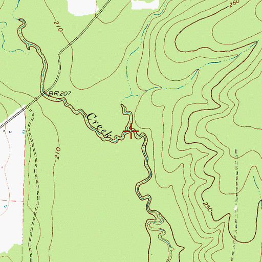 Topographic Map of Graham Creek, TX
