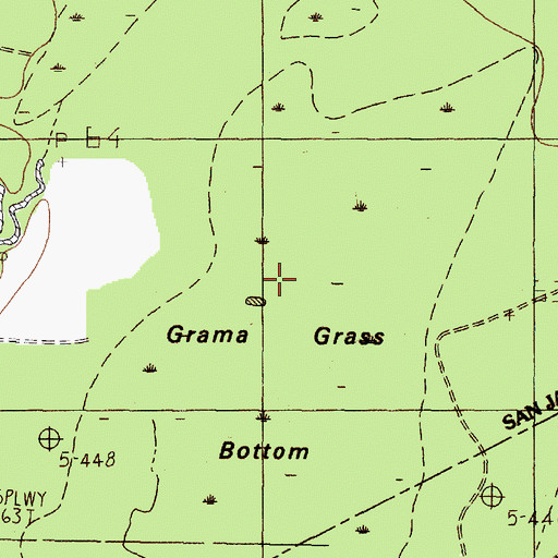 Topographic Map of Grama Grass Bottom, TX