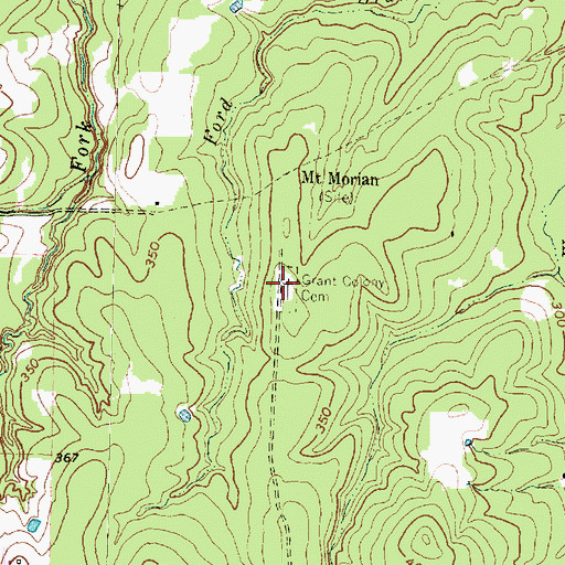 Topographic Map of Grant Colony Cemetery, TX