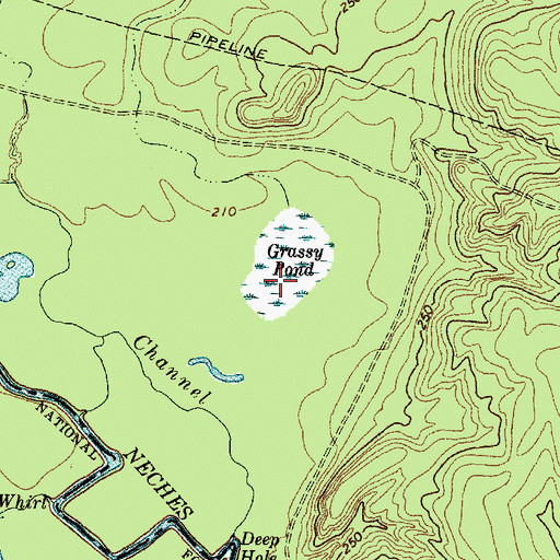 Topographic Map of Grassy Pond, TX