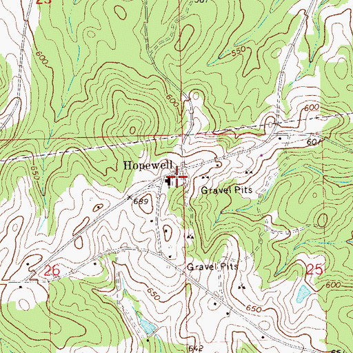 Topographic Map of Hopewell Cemetery, AL