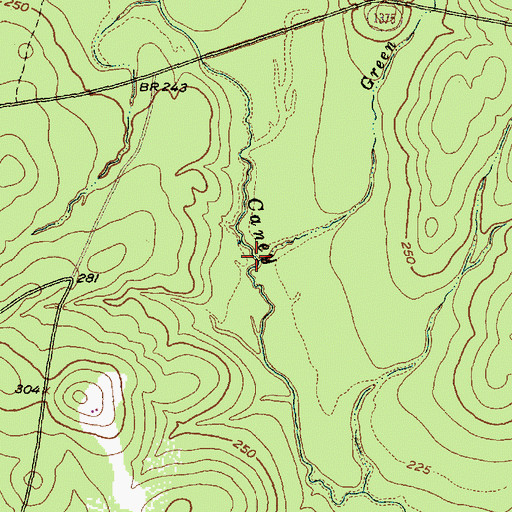 Topographic Map of Green Branch, TX
