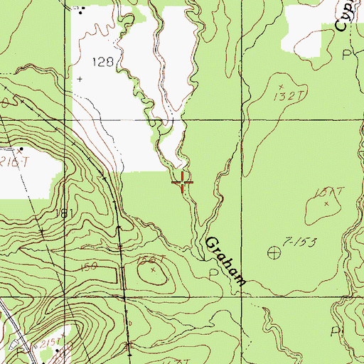 Topographic Map of Gum Branch, TX