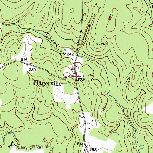 Topographic Map of Hagerville, TX