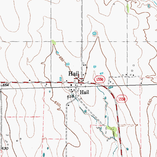 Topographic Map of Hail, TX