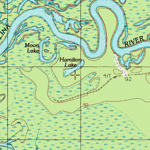 Topographic Map of Hamilton Lake, TX