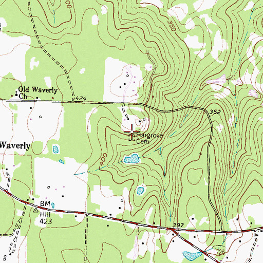 Topographic Map of Hargrove Cemetery, TX