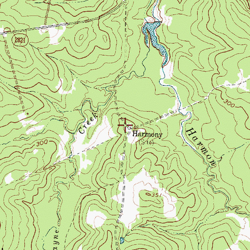 Topographic Map of Harmony, TX