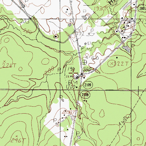 Topographic Map of Harnington Cemetery, TX