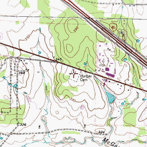 Topographic Map of Harper Cemetery, TX
