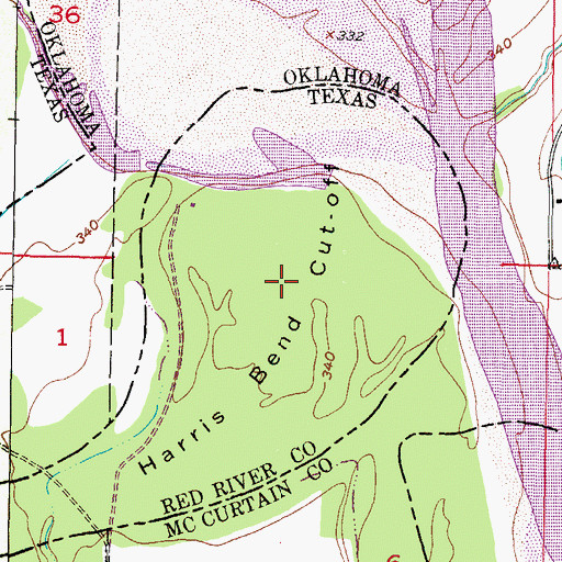 Topographic Map of Harris Bend Cut Off, TX