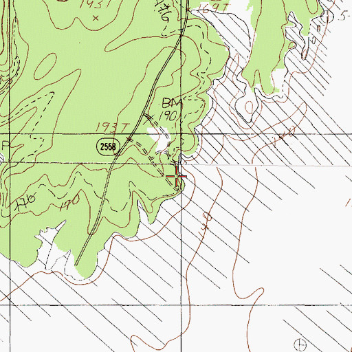 Topographic Map of Harvey Cemetery, TX