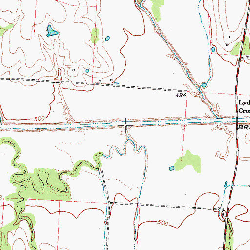 Topographic Map of Hedrick Branch, TX