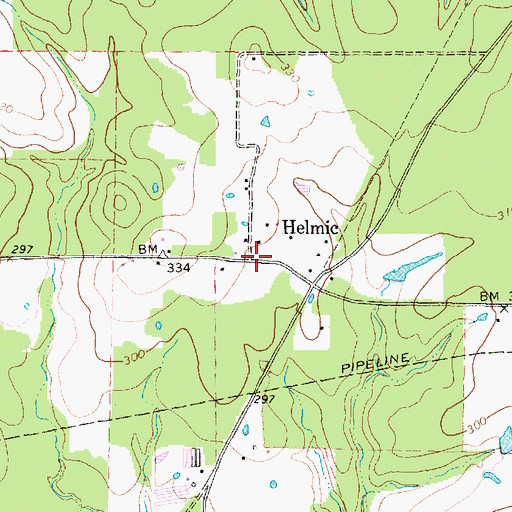Topographic Map of Helmic, TX