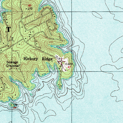 Topographic Map of Hickory Ridge, TX