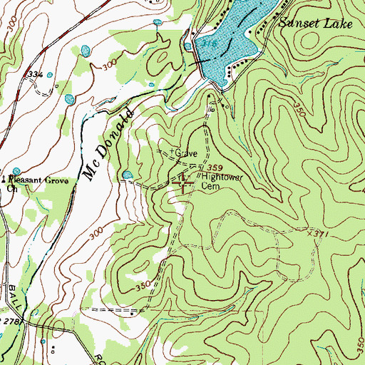 Topographic Map of Hightower Cemetery, TX