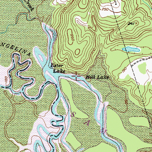 Topographic Map of Hill Lake, TX