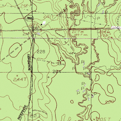 Topographic Map of Hines Cemetery, TX
