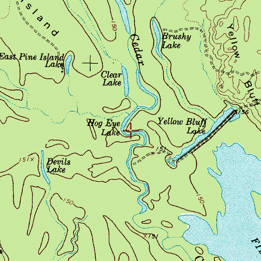 Topographic Map of Hog Eye Lake, TX