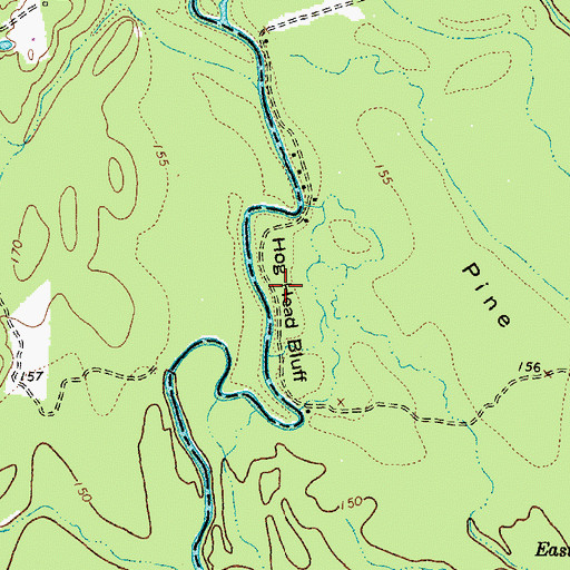Topographic Map of Hog Head Bluff, TX