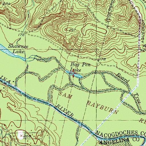 Topographic Map of Hog Pen Lake, TX