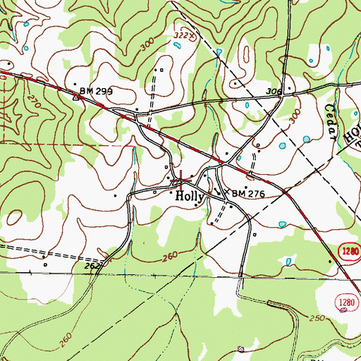 Topographic Map of Holly, TX