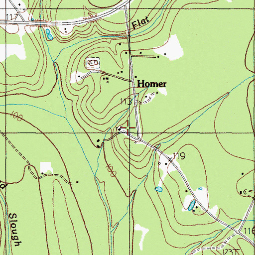 Topographic Map of Homer Church, TX